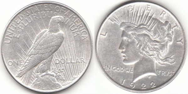 1 Dollar USA 1922   Peace ss